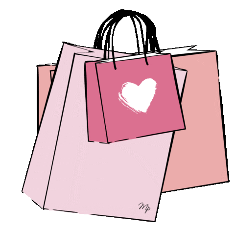 Shopping bags with a heart logo